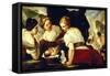 Daughters of Cecrops Opening Basket Which Holds Baby Erichthonius-Luca Giordano-Framed Stretched Canvas