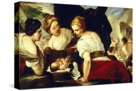 Daughters of Cecrops Opening Basket Which Holds Baby Erichthonius-Luca Giordano-Stretched Canvas