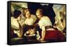 Daughters of Cecrops Opening Basket Which Holds Baby Erichthonius-Luca Giordano-Framed Stretched Canvas