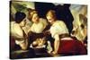 Daughters of Cecrops Opening Basket Which Holds Baby Erichthonius-Luca Giordano-Stretched Canvas