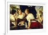 Daughters of Cecrops Opening Basket Which Holds Baby Erichthonius-Luca Giordano-Framed Giclee Print