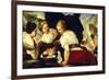 Daughters of Cecrops Opening Basket Which Holds Baby Erichthonius-Luca Giordano-Framed Giclee Print