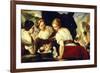 Daughters of Cecrops Opening Basket Which Holds Baby Erichthonius-Luca Giordano-Framed Giclee Print