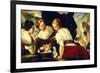 Daughters of Cecrops Opening Basket Which Holds Baby Erichthonius-Luca Giordano-Framed Giclee Print