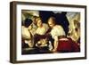 Daughters of Cecrops Opening Basket Which Holds Baby Erichthonius-Luca Giordano-Framed Giclee Print