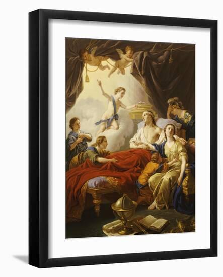 Dauphin the Royal Highness Dying and Duc Who Presents the Crown of Immortality-Jean-francois Lagrenee-Framed Giclee Print