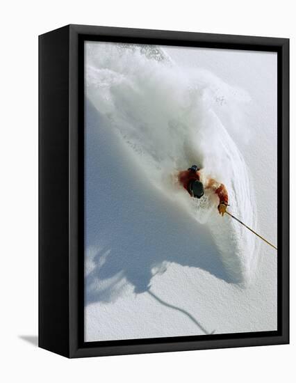 Dave Richards Skiing in Deep Powder Snow-Lee Cohen-Framed Stretched Canvas