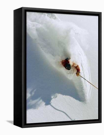 Dave Richards Skiing in Deep Powder Snow-Lee Cohen-Framed Stretched Canvas