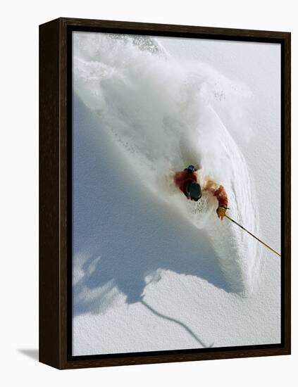 Dave Richards Skiing in Deep Powder Snow-Lee Cohen-Framed Stretched Canvas