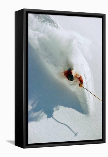 Dave Richards Skiing in Deep Powder Snow-Lee Cohen-Framed Stretched Canvas