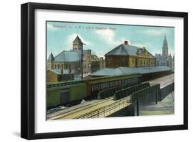 Davenport, Iowa - Chicago, Rock Island, and Pacific Train Depot-Lantern Press-Framed Art Print