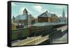 Davenport, Iowa - Chicago, Rock Island, and Pacific Train Depot-Lantern Press-Framed Stretched Canvas