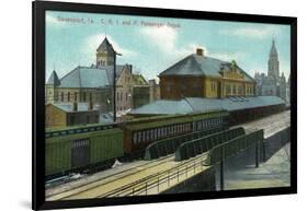 Davenport, Iowa - Chicago, Rock Island, and Pacific Train Depot-Lantern Press-Framed Art Print