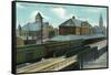 Davenport, Iowa - Chicago, Rock Island, and Pacific Train Depot-Lantern Press-Framed Stretched Canvas