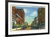 Davenport, Iowa, Eastern View down Second Street-Lantern Press-Framed Premium Giclee Print