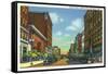 Davenport, Iowa, Eastern View down Second Street-Lantern Press-Framed Stretched Canvas
