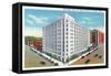 Davenport, Iowa, Exterior View of the Mississippi Hotel and Theatre Building-Lantern Press-Framed Stretched Canvas