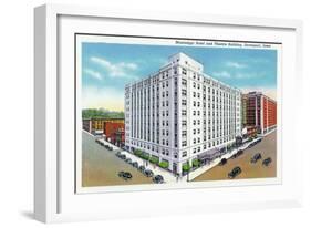 Davenport, Iowa, Exterior View of the Mississippi Hotel and Theatre Building-Lantern Press-Framed Art Print