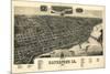 Davenport, Iowa - Panoramic Map-Lantern Press-Mounted Premium Giclee Print