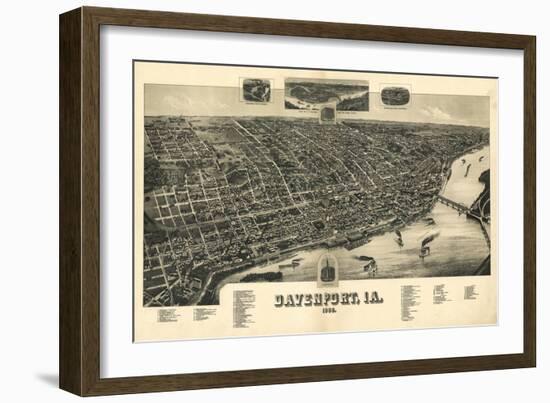 Davenport, Iowa - Panoramic Map-Lantern Press-Framed Art Print