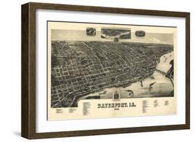 Davenport, Iowa - Panoramic Map-Lantern Press-Framed Art Print