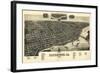 Davenport, Iowa - Panoramic Map-Lantern Press-Framed Art Print