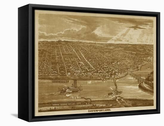 Davenport, Iowa - Panoramic Map-Lantern Press-Framed Stretched Canvas