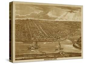 Davenport, Iowa - Panoramic Map-Lantern Press-Stretched Canvas