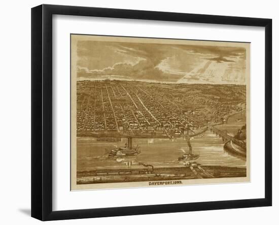 Davenport, Iowa - Panoramic Map-Lantern Press-Framed Art Print