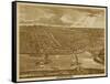 Davenport, Iowa - Panoramic Map-Lantern Press-Framed Stretched Canvas