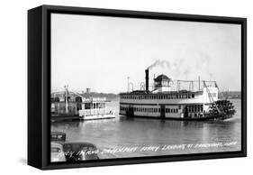 Davenport, Iowa - Rock Island-Davenport Ferry Landing-Lantern Press-Framed Stretched Canvas