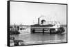 Davenport, Iowa - Rock Island-Davenport Ferry Landing-Lantern Press-Framed Stretched Canvas