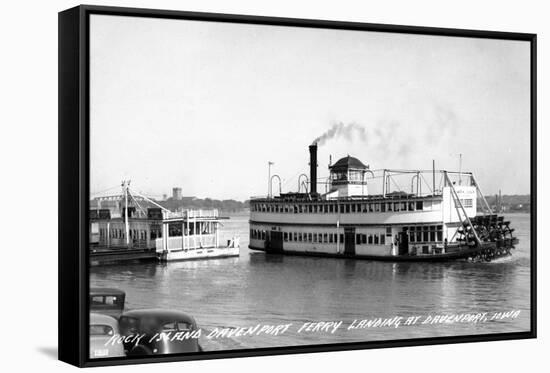 Davenport, Iowa - Rock Island-Davenport Ferry Landing-Lantern Press-Framed Stretched Canvas