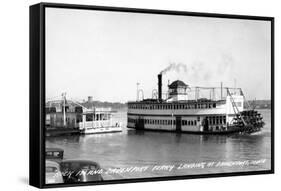 Davenport, Iowa - Rock Island-Davenport Ferry Landing-Lantern Press-Framed Stretched Canvas