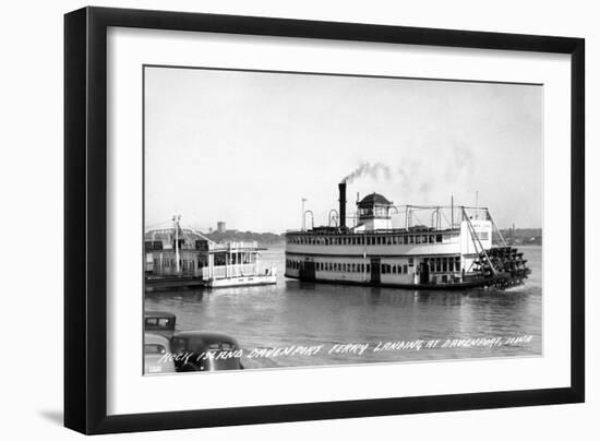 Davenport, Iowa - Rock Island-Davenport Ferry Landing-Lantern Press-Framed Art Print