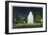 Davenport, Iowa, Vanderveer Park View of the Fountain at Night-Lantern Press-Framed Art Print