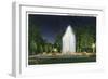 Davenport, Iowa, Vanderveer Park View of the Fountain at Night-Lantern Press-Framed Art Print