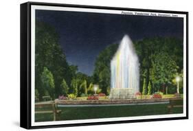 Davenport, Iowa, Vanderveer Park View of the Fountain at Night-Lantern Press-Framed Stretched Canvas