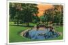 Davenport, Iowa, Vanderveer Park View of the Lagoon-Lantern Press-Mounted Premium Giclee Print