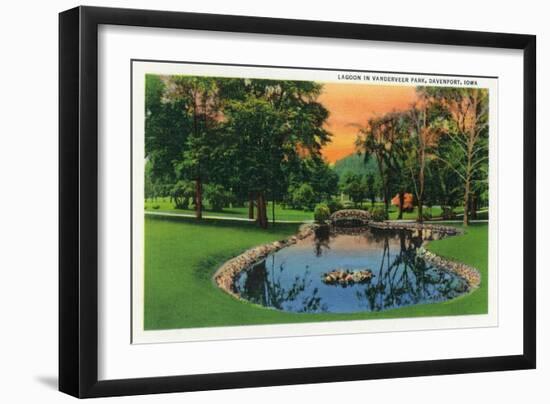 Davenport, Iowa, Vanderveer Park View of the Lagoon-Lantern Press-Framed Art Print
