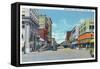 Davenport, Iowa, Western View down Second Street-Lantern Press-Framed Stretched Canvas