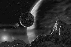 Pluto And Charon - Noir-David A Hardy-Giclee Print