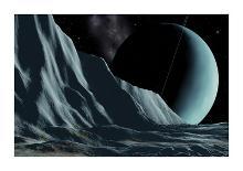 Ice Cliffs Of Miranda - Noir-David A Hardy-Giclee Print