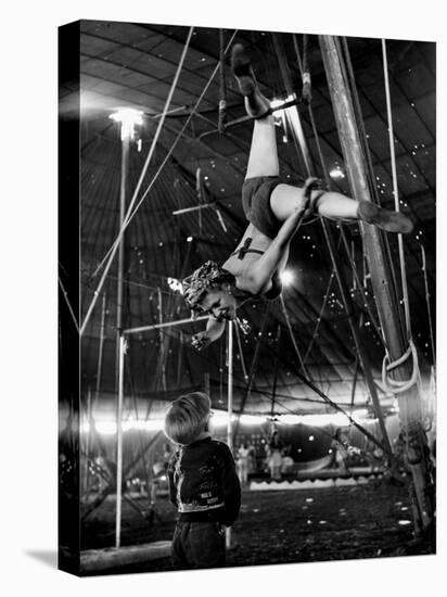 David Alzano Interrupts His Mother Elsie to Complain of Playmate Squabbles at Ringling Bros. Circus-Nina Leen-Stretched Canvas