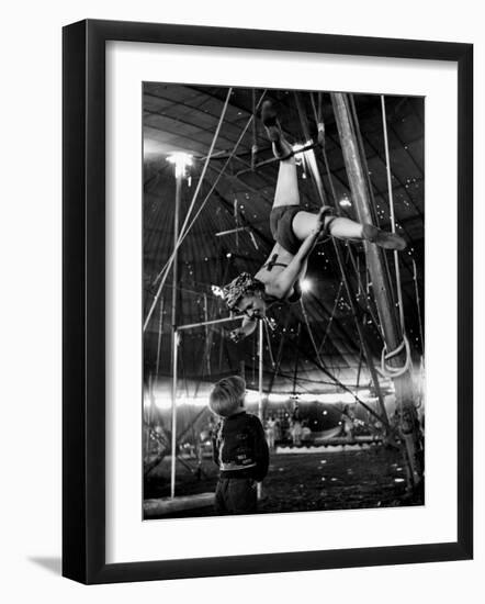 David Alzano Interrupts His Mother Elsie to Complain of Playmate Squabbles at Ringling Bros. Circus-Nina Leen-Framed Photographic Print