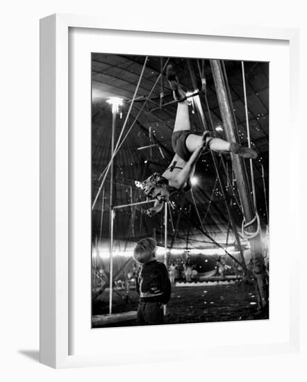 David Alzano Interrupts His Mother Elsie to Complain of Playmate Squabbles at Ringling Bros. Circus-Nina Leen-Framed Photographic Print