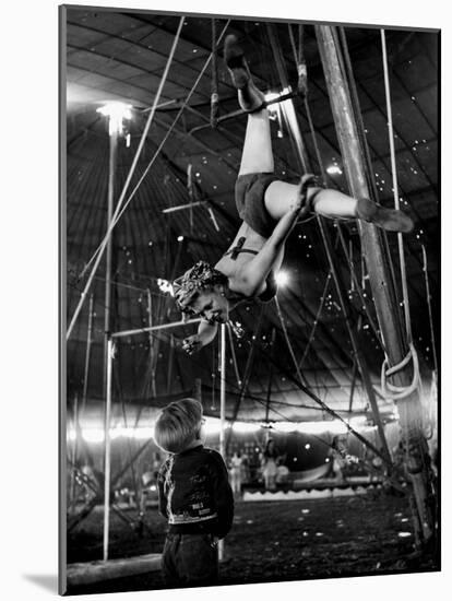 David Alzano Interrupts His Mother Elsie to Complain of Playmate Squabbles at Ringling Bros. Circus-Nina Leen-Mounted Photographic Print