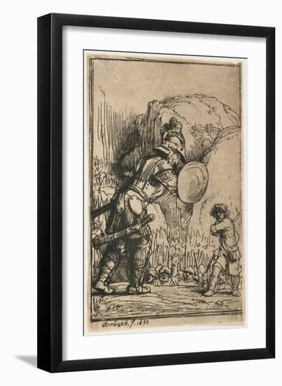 David and Goliath, 1655-Rembrandt van Rijn-Framed Giclee Print