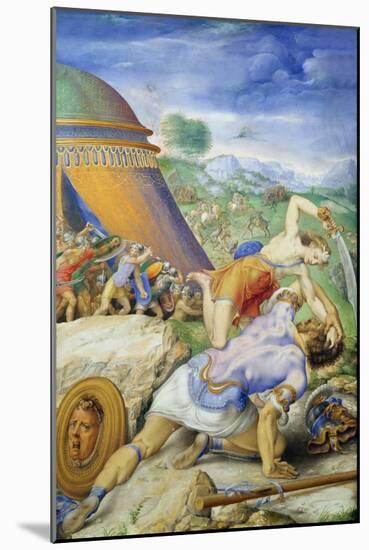 David and Goliath, C.1557-61 (Vellum)-Giorgio Giulio Clovio-Mounted Giclee Print