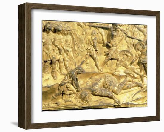 David and Goliath, Detail from the Original Panel from the East Doors of the Baptistery, 1425-52-Lorenzo Ghiberti-Framed Giclee Print